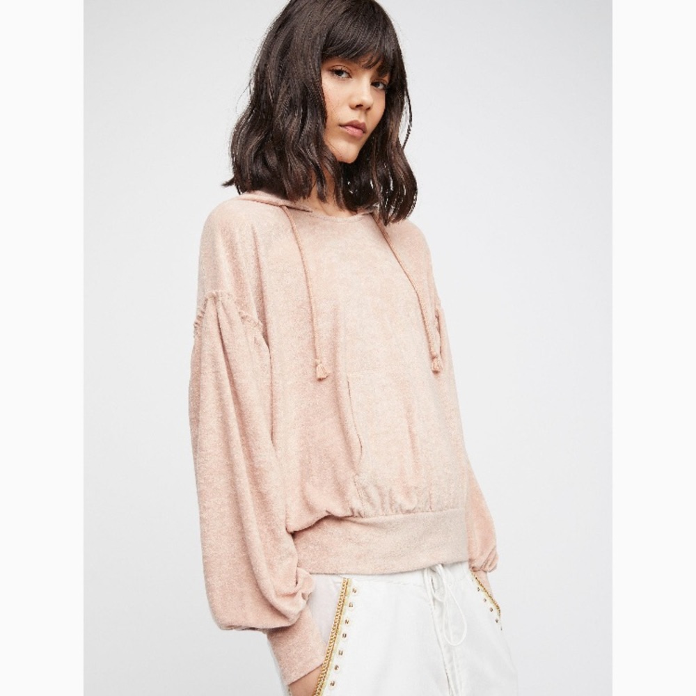 Free People Early Morning Balloon Sleeve Hoodie L